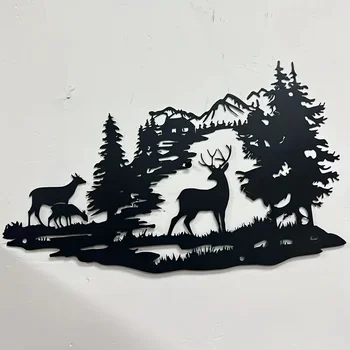 Metal Deer in Forest Wall Art 1