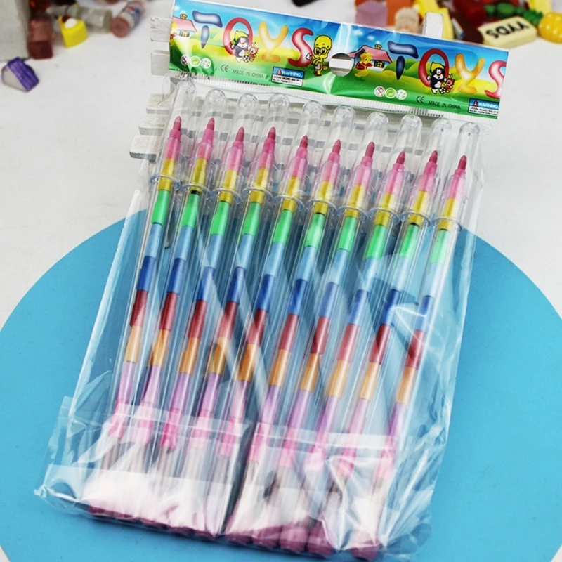 Stacking Buildable Stackable Colouring Pencils 10/24Pcs 11 in 1 Building Block Colouring Wax Crayon colored crayons color pencils