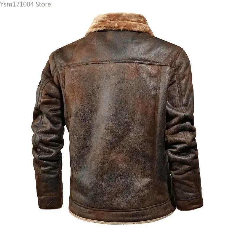 Winter Men's Leather Jacket Male Wool Thicken Warm Coat Youth Fashion Casual Chamois Leather Jacket Men Clothing