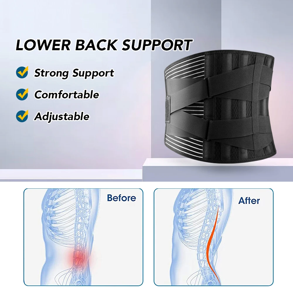 Back Braces for Lower Back Pain Relief with 6 Stays, Breathable