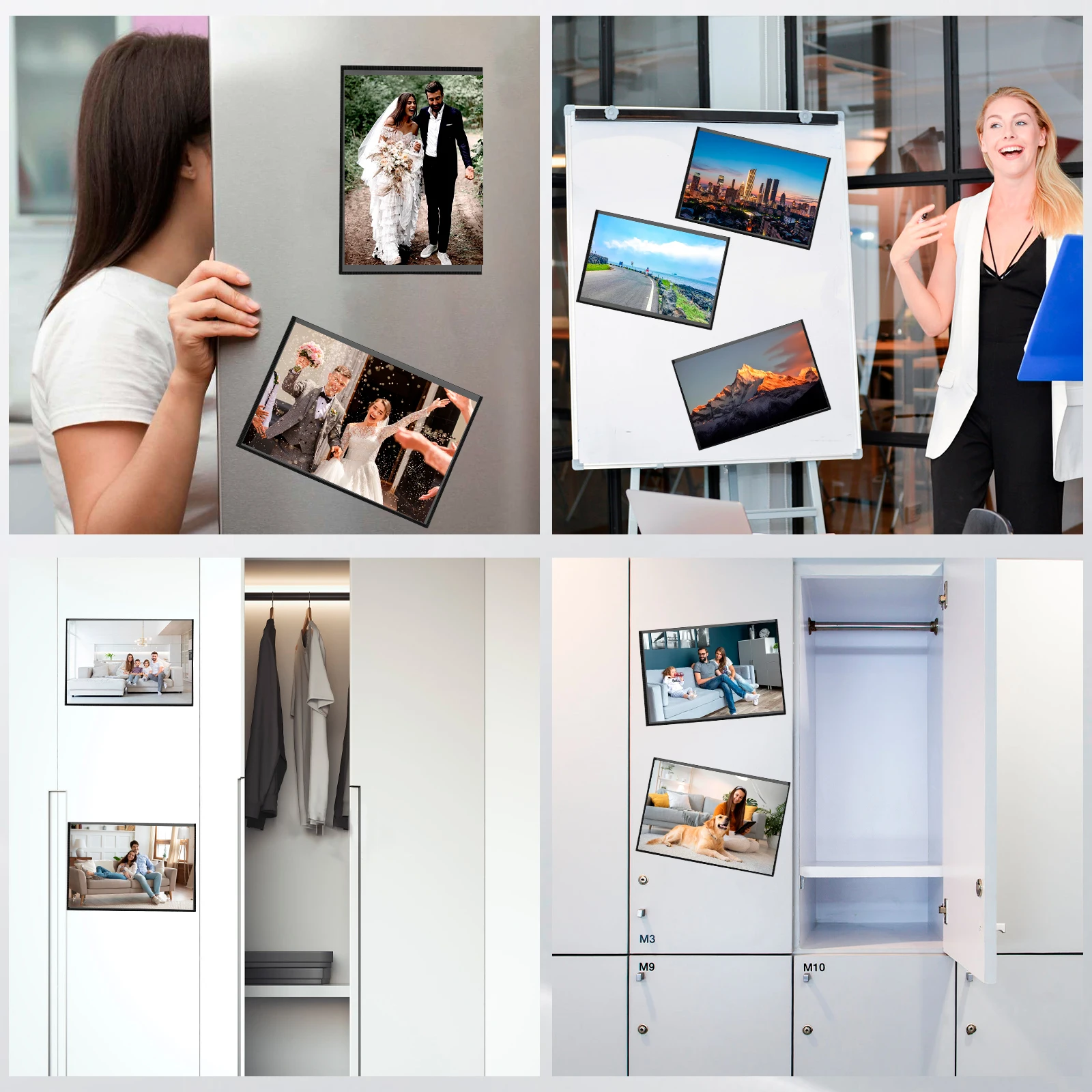 10Pcs Blank Photo Frame Magnetic Photo Frames for Refrigerator with Black Border Pictures Display Frame 4"X6",5"X7",8.5"X11"