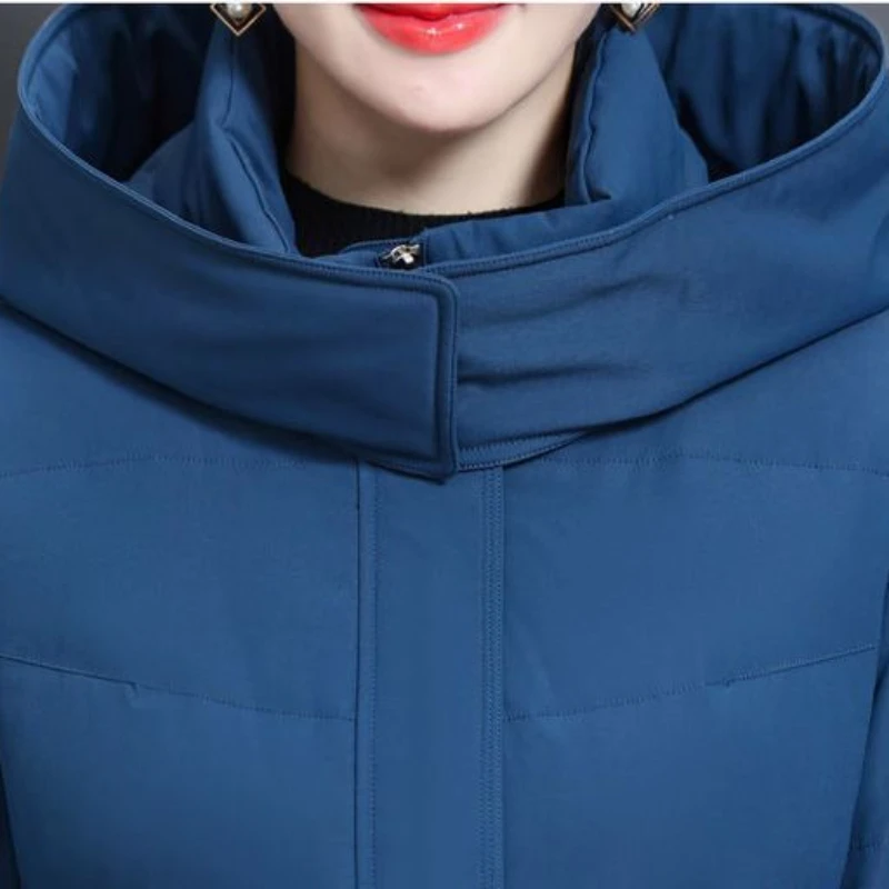 2023 New Women down Jacket Winter Coat Female Long below the Knee Big Fur Collar outwearSlim Fit Hooded Fashion Warm Outcoat
