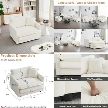 Chenille Deep Seat Single Sofa, 1