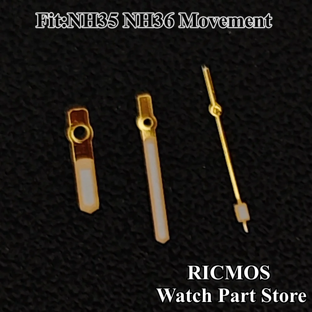 Gold Watch Hands with Green Glow in the Dark for Repair and Custom Watch Making