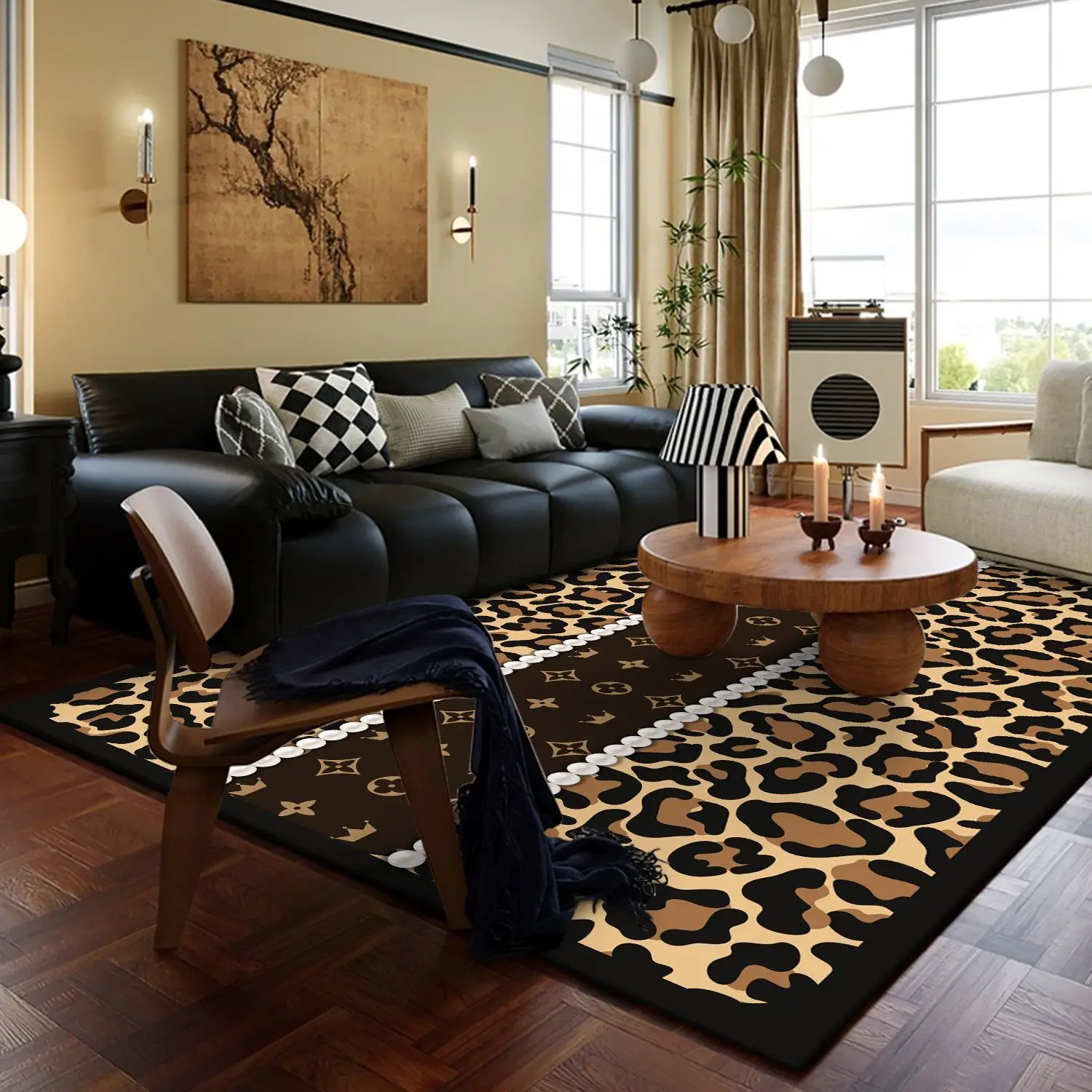 Nordic Luxury Leopard Large Area Carpets Living Room Decoration Carpet Washable Rugs for Bedroom Home Decor Mat Lounge Rug 3