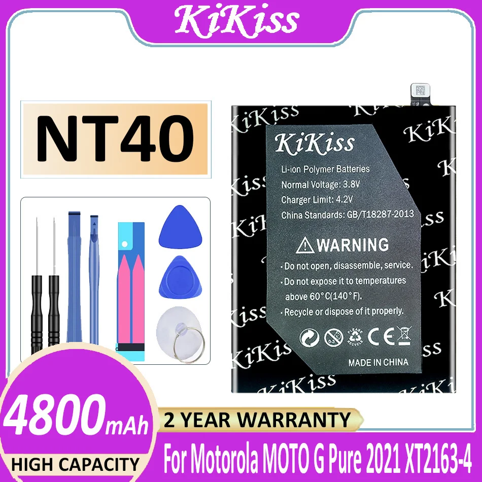 

Original KiKiss Battery NT40 4800mAh For Motorola Moto G Pure 2021 XT2163-4 Bateria