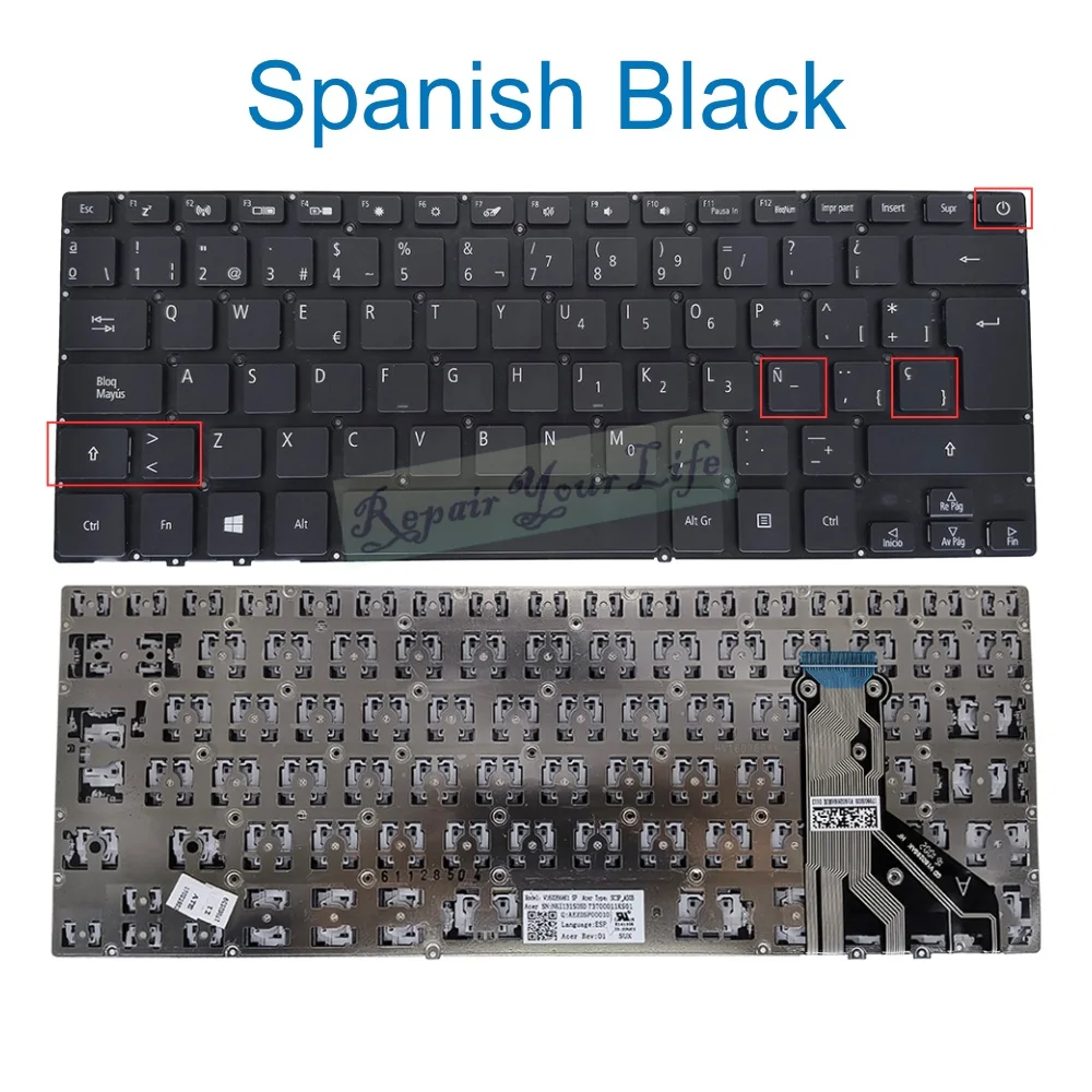 Teclado Espanhol para Acer Swift Sf713 51 Sf71351-m51w M9fs Sf713-51-m90j M2sb Notebook Sc3p _ A50b Pt-br - Imagem 3