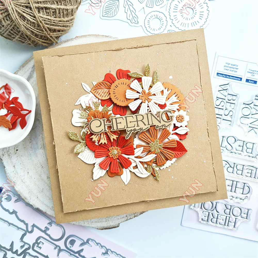 Cuts dies stamps Here for You Thank You emotion words stamp flower stencils arched molds for DIY grateful greeting cards making