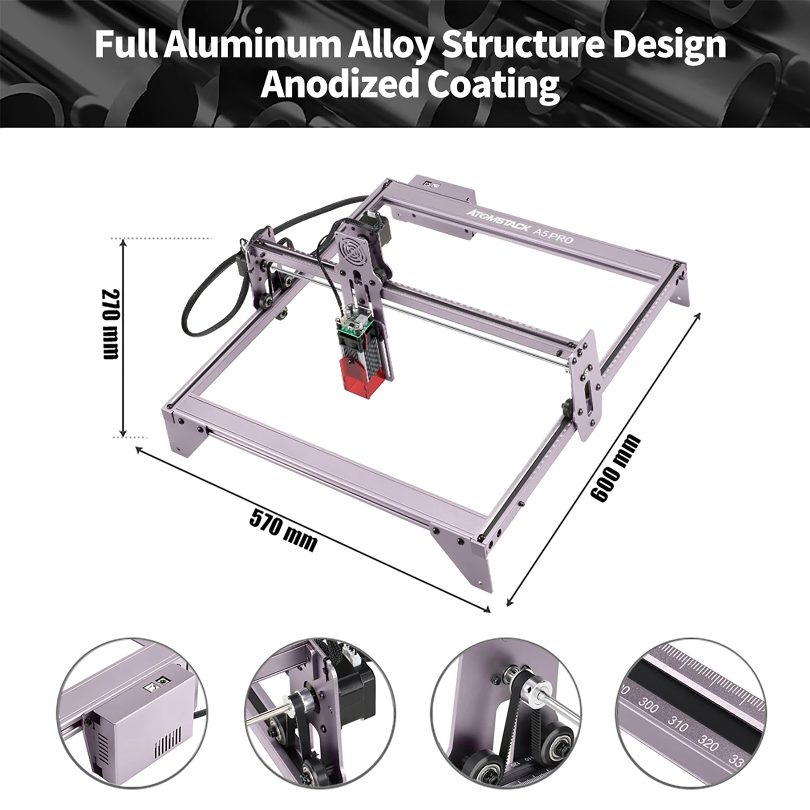 ATOMSTACK A5 Pro 40W Laser Engraver CNC DIY Fixed-Focus Laser Cutter Eye Protection Engraving Cutting Machine 410x400mm
