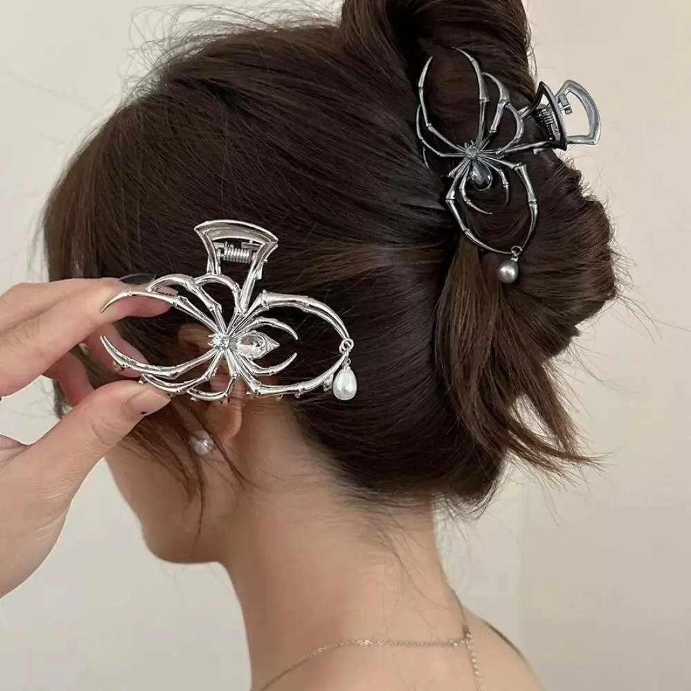 Spinne Haar Klaue Haarnadel Clip Perle Strass Metall Shark Clip Kopfschmuck Kopfbedeckung Haar Zubehör Styling Werkzeuge