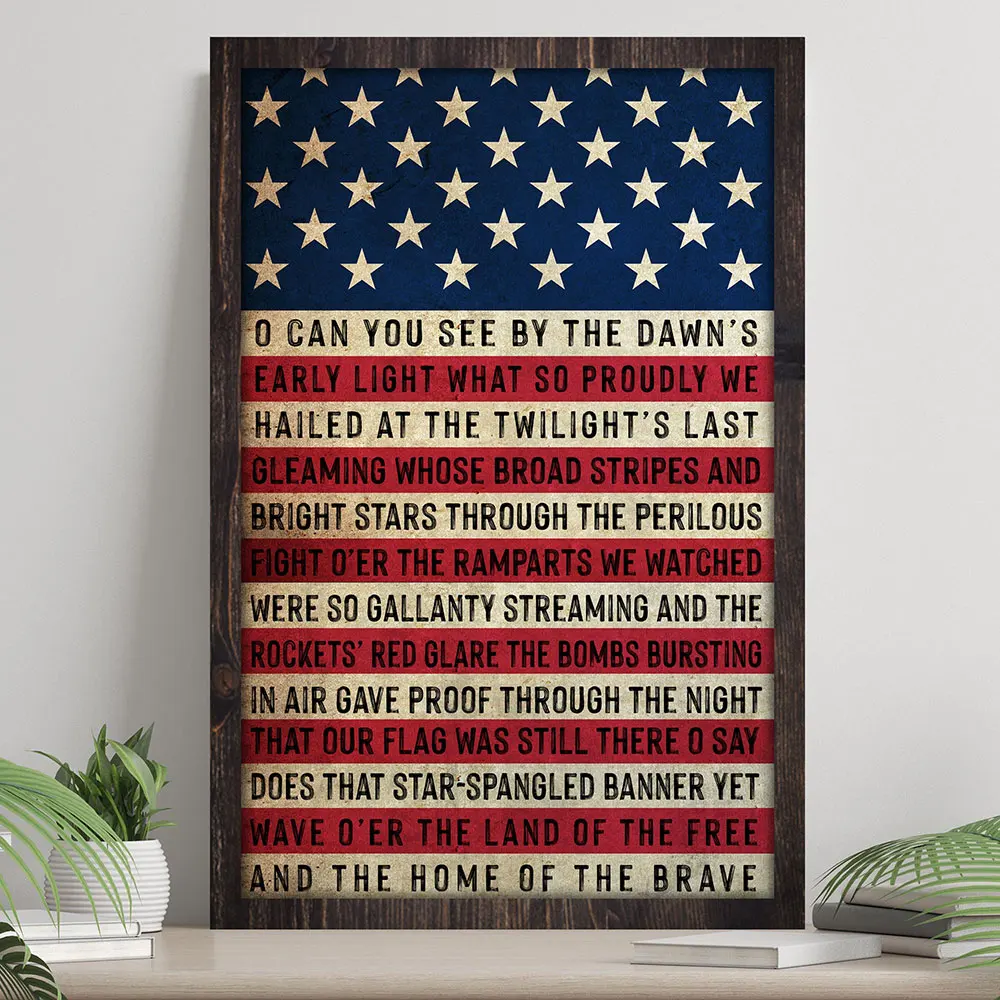 

Farmhouse National Anthem Flag Posters and Prints Wall Art Canvas Painting Star Spangled Banner Pictures Living Room Home Decor