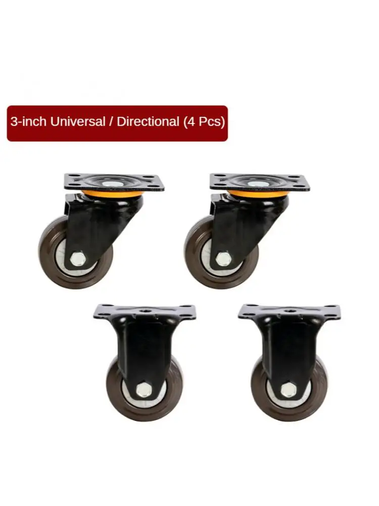 

4 Pcs/Lot 3 Inch Wheel Heavy Duty Caster Universal Flat Rubber Trolley Silent Directional Brake Office Chair Trolley