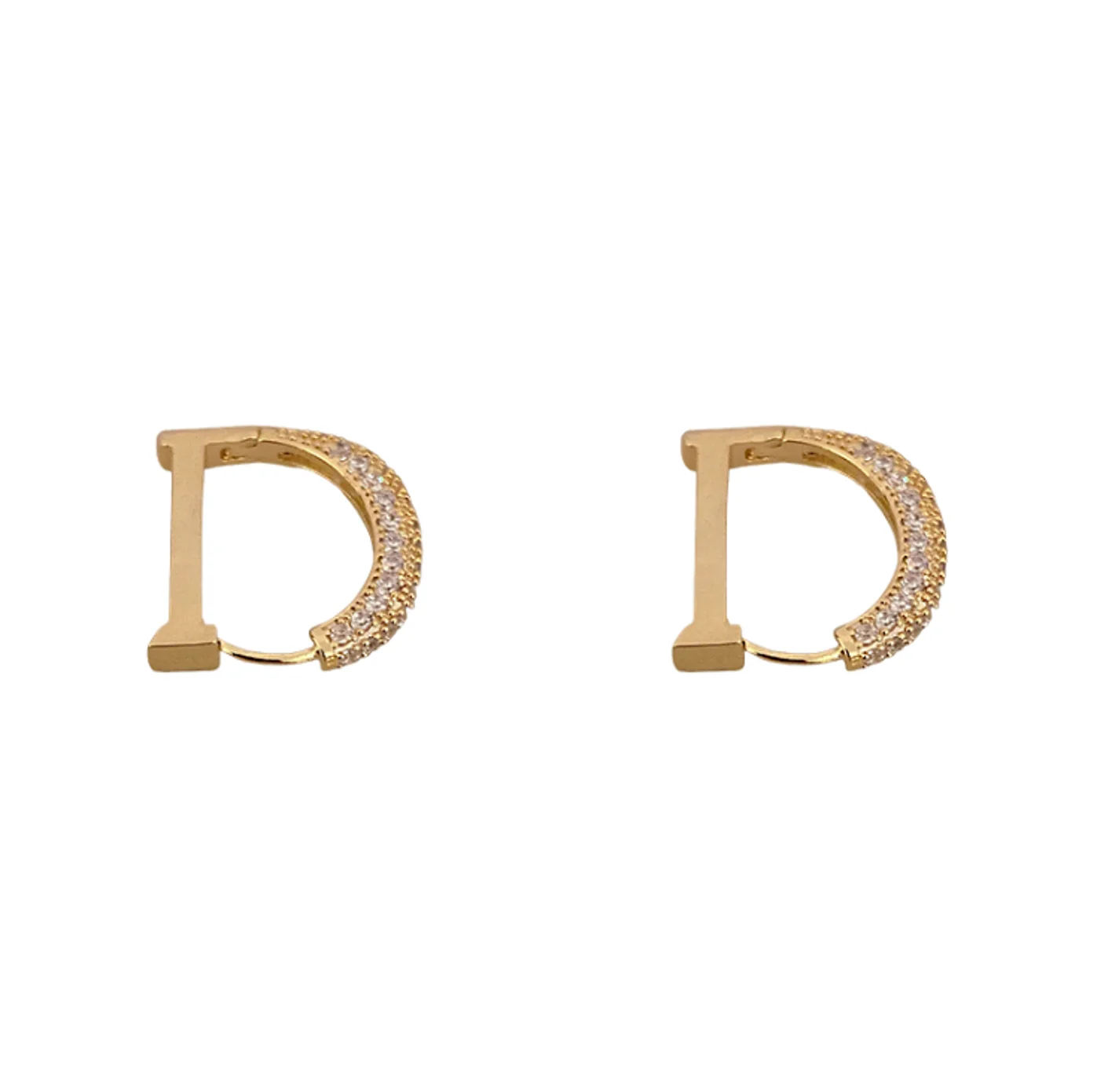2022 new trend Copper zircon letter D Rhinestone simple design Earrings for women Fashion Jewelry