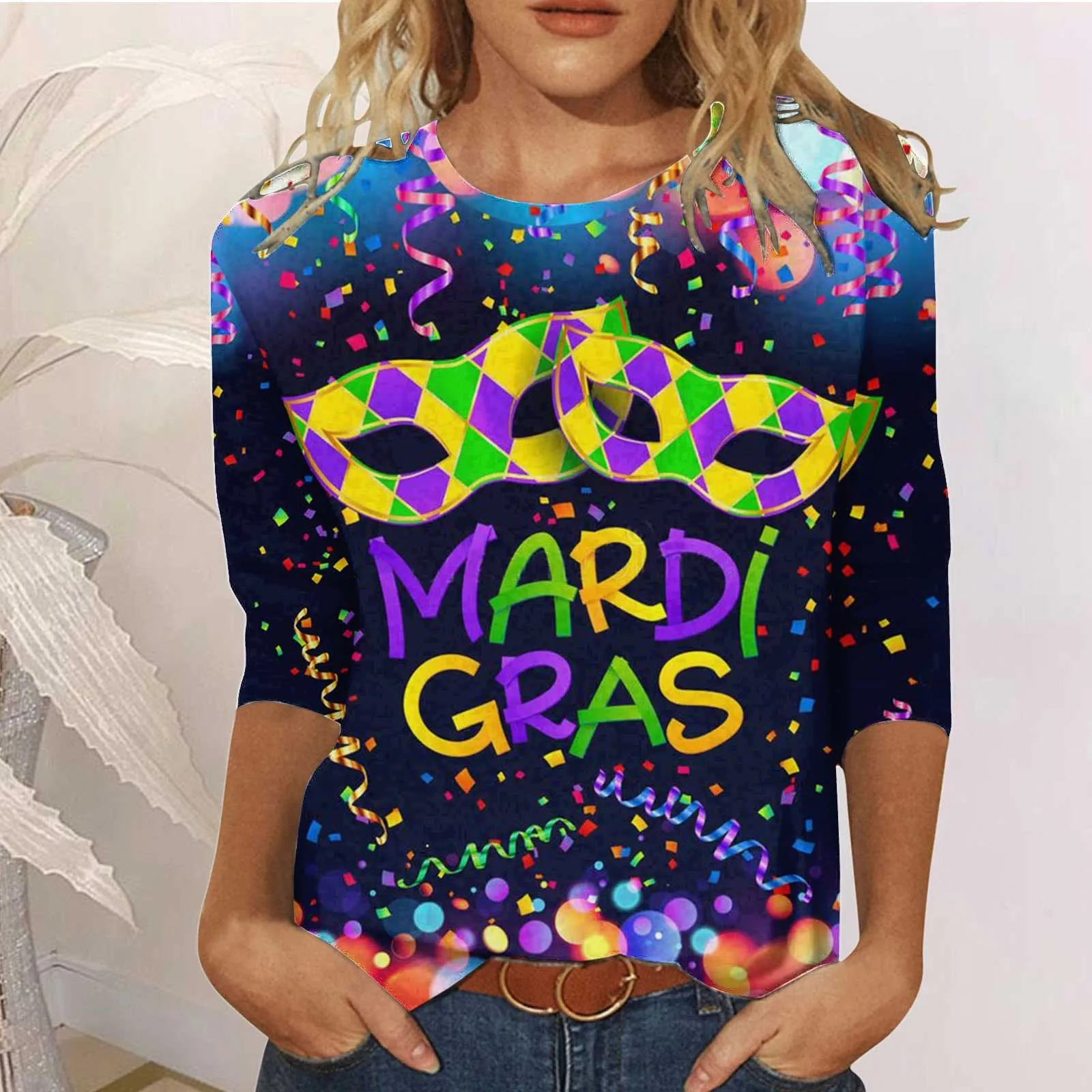 

New Vintage 2024 Women's Carnival Print T-Shirt Street Round Neck Elegant Loose Size Short Sleeve Spring Women's y2k Streetwear