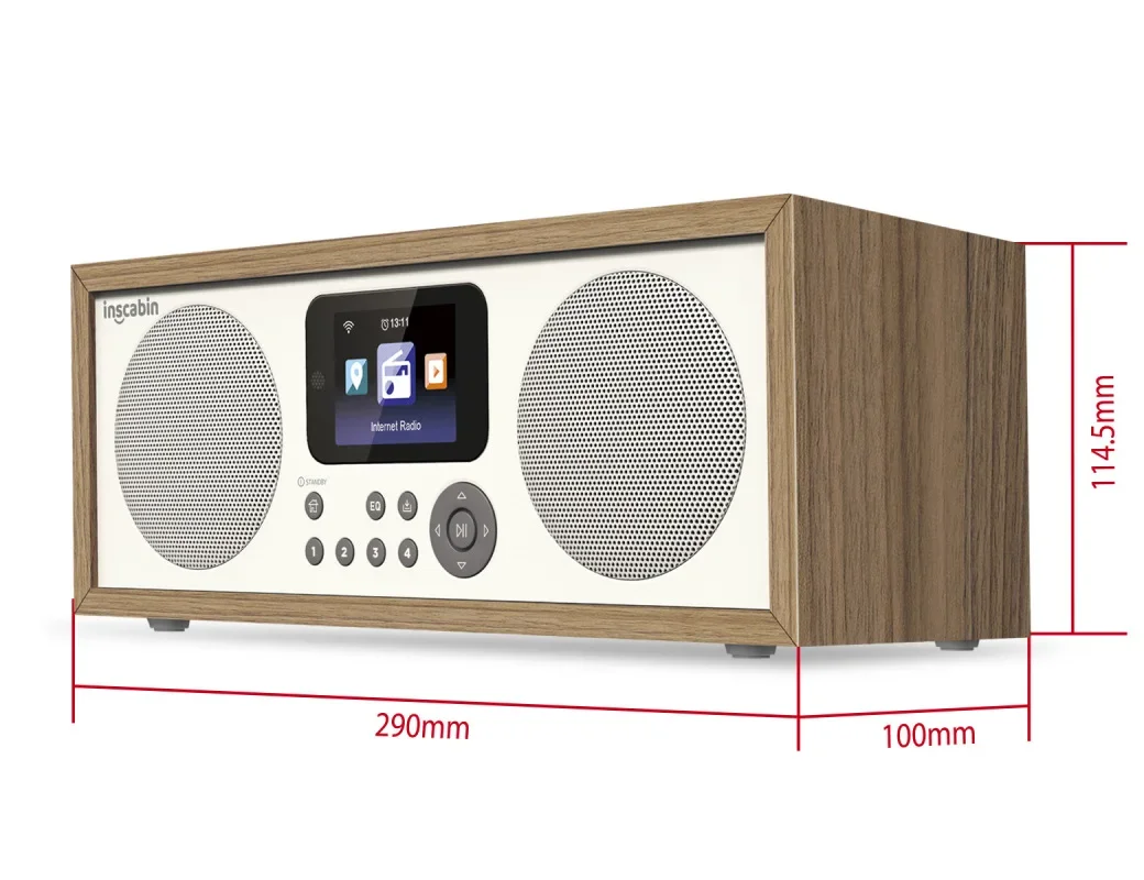 Dual Channel Wooden Audio Network Radio with Bluetooth