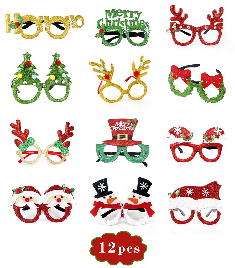 Christmas Glasses Frame Glitter Xmas Party Eyeglasses Christmas Glasses Frame Glitter Xmas Party Eyeglasses