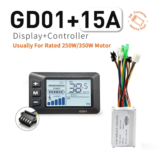 Ebike 250W 500W 1000W Controller and LCD Display 36V 48V LCD866 LCDGD01