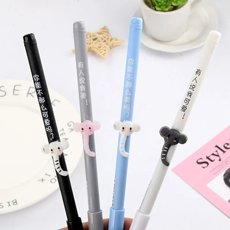 4pcs\set Kawaii Stationary Cartoon Gel Pens Black Ink 0.5mm  Students Writing Tools for Office Accessories Cute School Supplies 5 pcs pen type new writing brush student stationary calligraphy pens refillable ink fountain office school stationery beauty