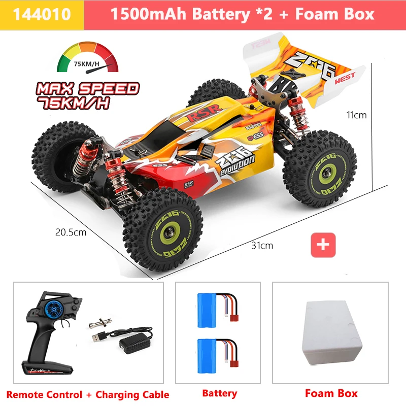 WLtoys 144010 RC Car 75KM/H High Speed Off-Road 2.4G Brushless 4WD Electric Remote Control Drift Toys For Children Racing best rc drift cars RC Cars