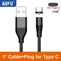 Enhanced Magnetic USB Charging Cable - 1 Pin, Type C, Micro USB, 2.4A Fast Charge - 1m (Black for Type C)