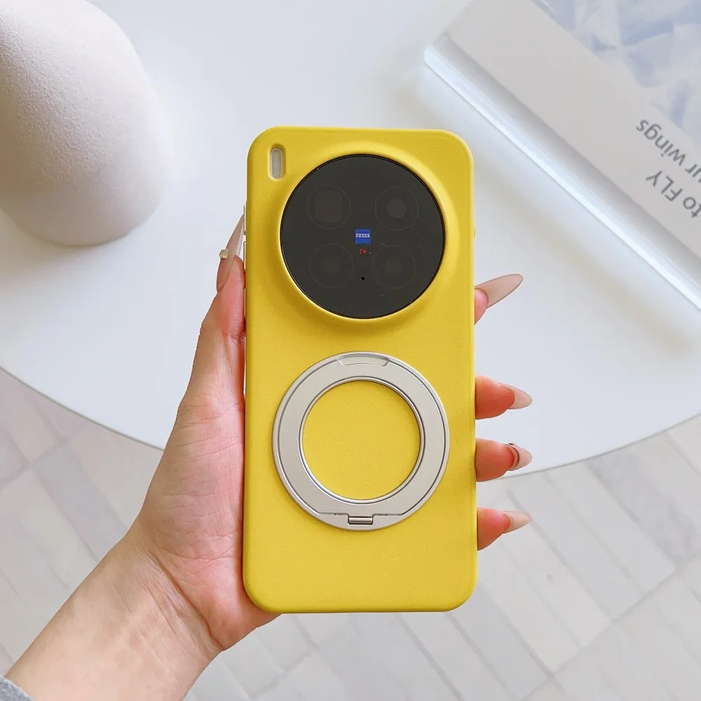 Sleek Matte Hard Case with Magnetic Ring Stand – Premium Protective Back Cover
