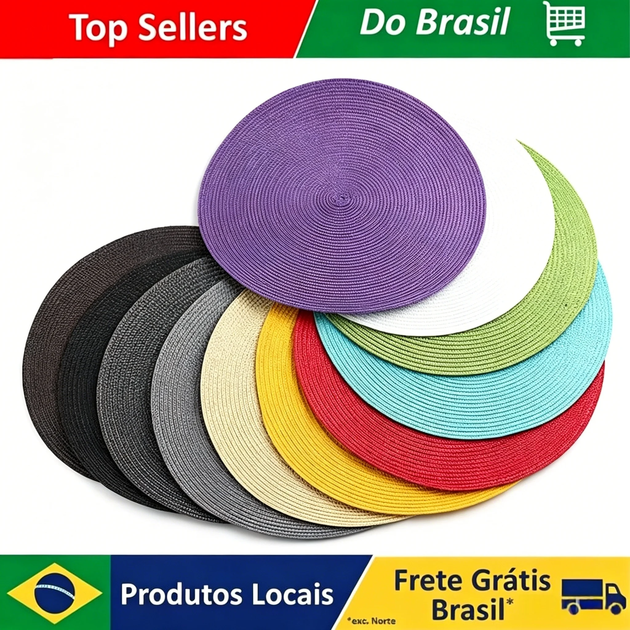Sousplats redondos para mesa de jantar, resistentes ao calor, resistentes a manchas, antiderrapantes, laváveis, de algodão, tapete de mesa tecido.