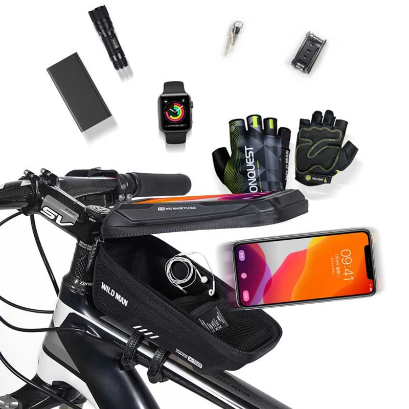 Mountain Bike Bag Front Handlerbar Bag Rainproof 6.8inch Mobile Phone Case Bicycle Top Tube Cycling Accessories