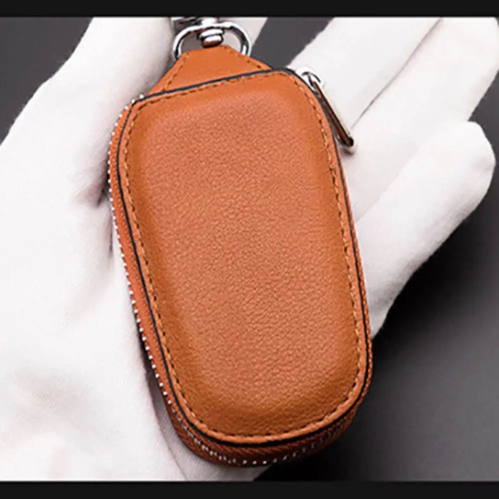 Leather Key Holder and Organizer Zipper Pouch