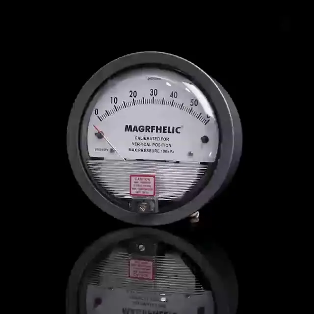 Differential Pressure Gauge, 0-6 Inches Of Water, Aluminum Construction, 1/8\" Female NPT Connections, For HVAC, Fan & Blower Pressure, Air Velocity & Filter Resistance Measurement