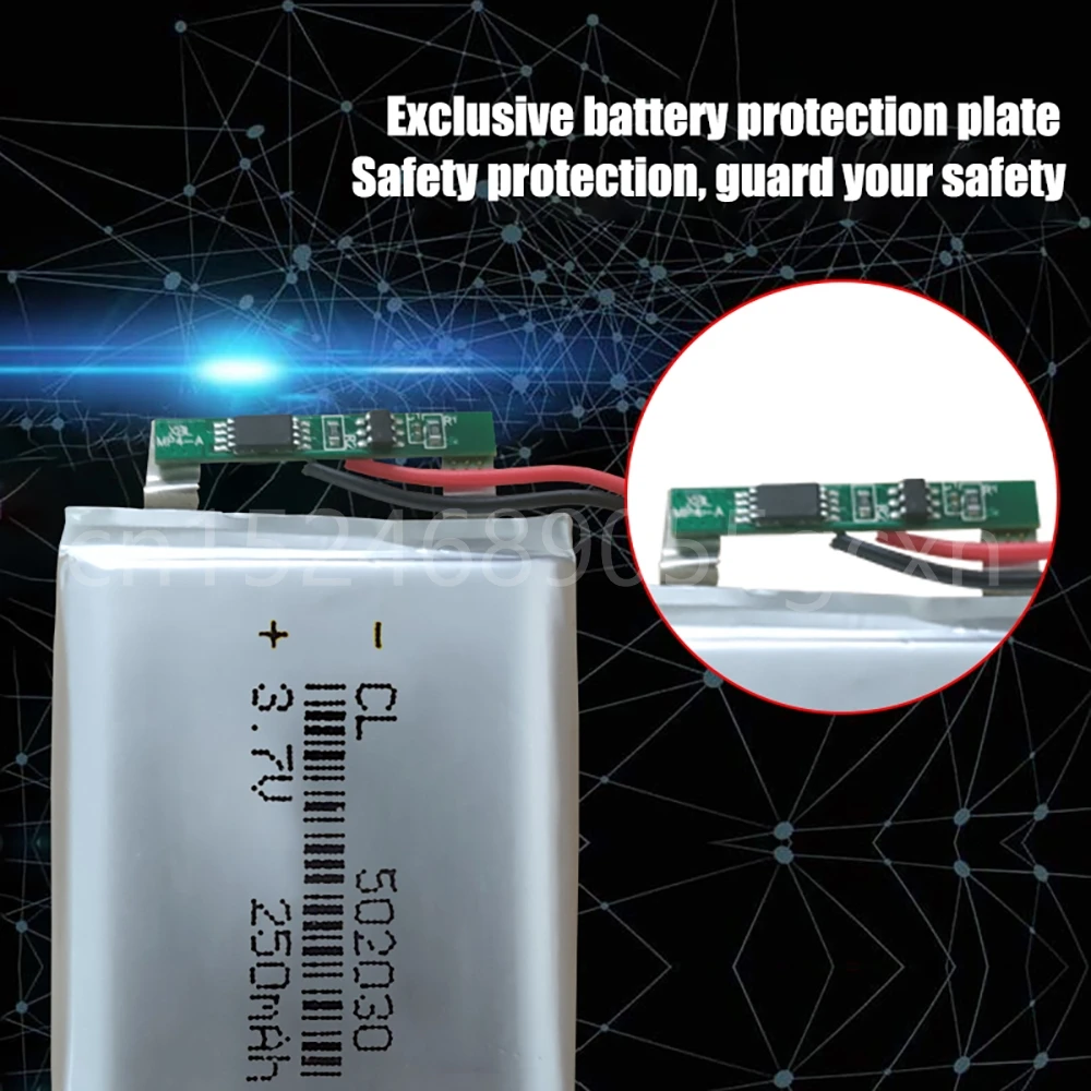 3.7V Lipo Cells 502030 250mah Lithium Polymer Rechargeable Battery for MP3 GPS Bluetooth Headset DVD PDA LED Lamp Camera