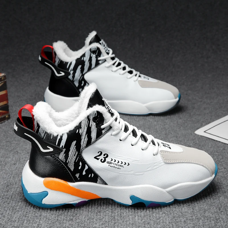 

Winter Men Women Sneakers High Top Men's Basketball Shoes Plush Warm Ankle Boots for Women Outdoor Casual Walking Shoes Winter