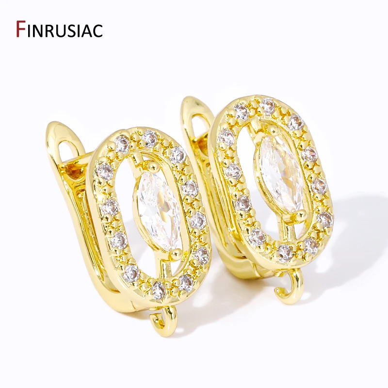 18K Gold Plated Brass Inlaid Zircon Shvenzy Earring Hooks For Jewelry Making Accessories, Earwire Fixtures,DIY Earring Findings 5