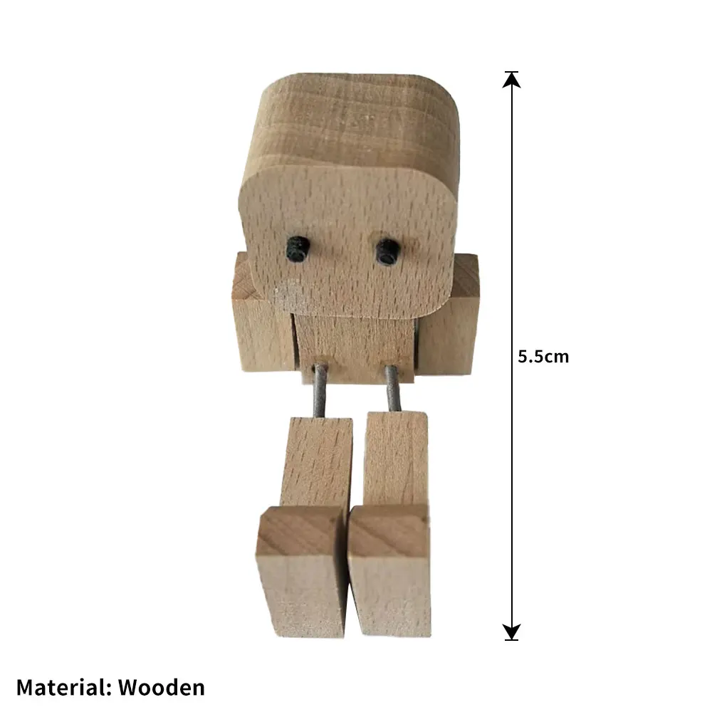 Figurine En Bois Oscillante - Petit Bonhomme Qui Bouge, Décoration De Bureau Ou Tableau De Bord Voiture (8x5 Cm)