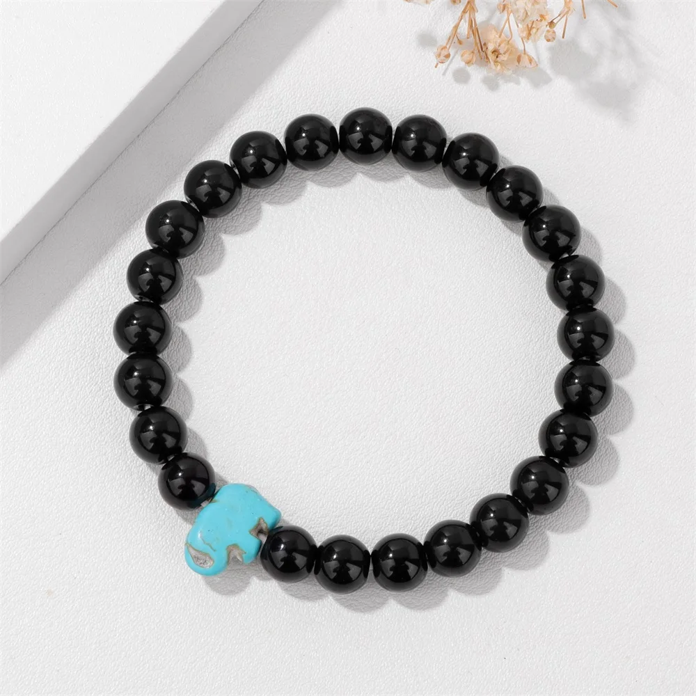 Aunis Bracciale Donna Con Elefante Portafortuna - Acciaio Inox, Cordino Elastico, Regalo