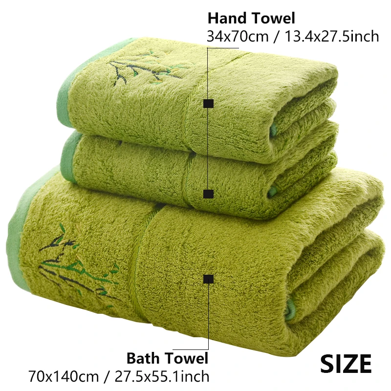 Luxury Bamboo Cotton Bath Towel Set, 2/4pcs Thick High Absorbent