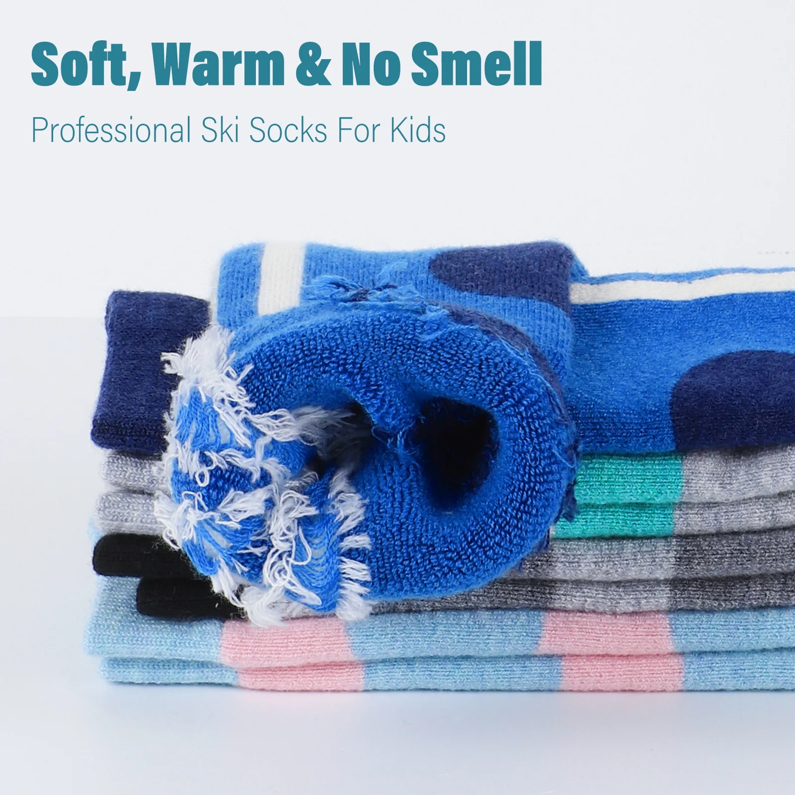 Findway Kids Ski Socks, Merino Wool 1 Pairs Snow Socks Winter Warm Snowboarding Socks for Toddler Boys and Girls Age 3-14