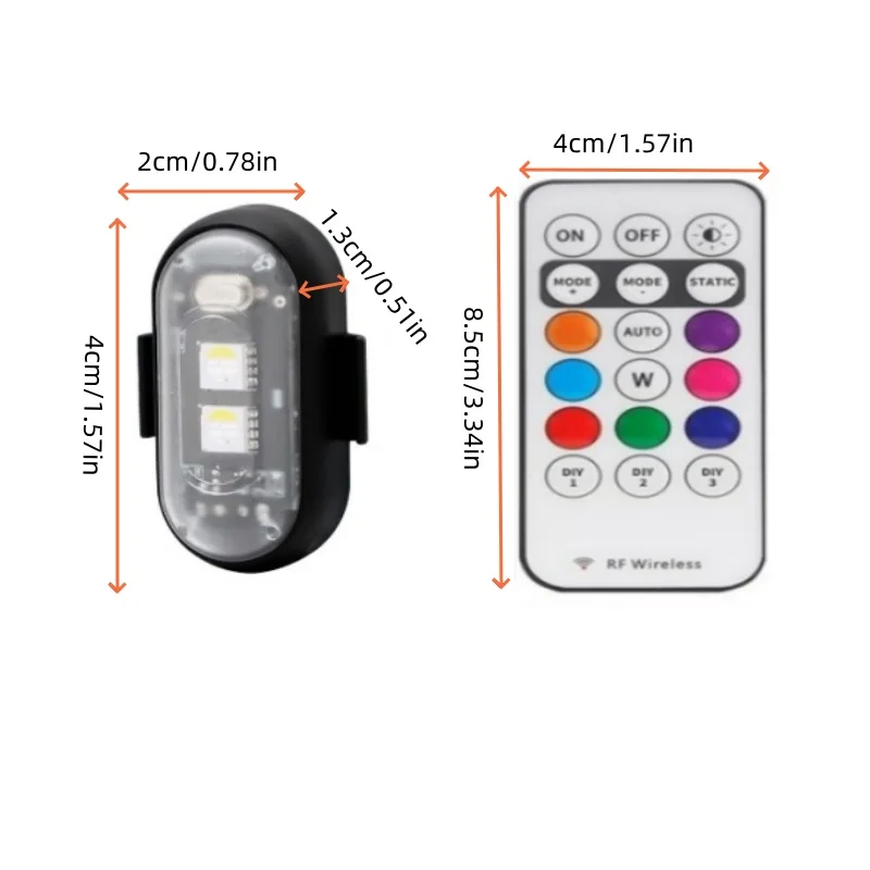 LED Lights With Remote Control 8 Colors USB LED Lights For Car Motorcycle Drone Aircraft Bike Truck Accessories For Men 2