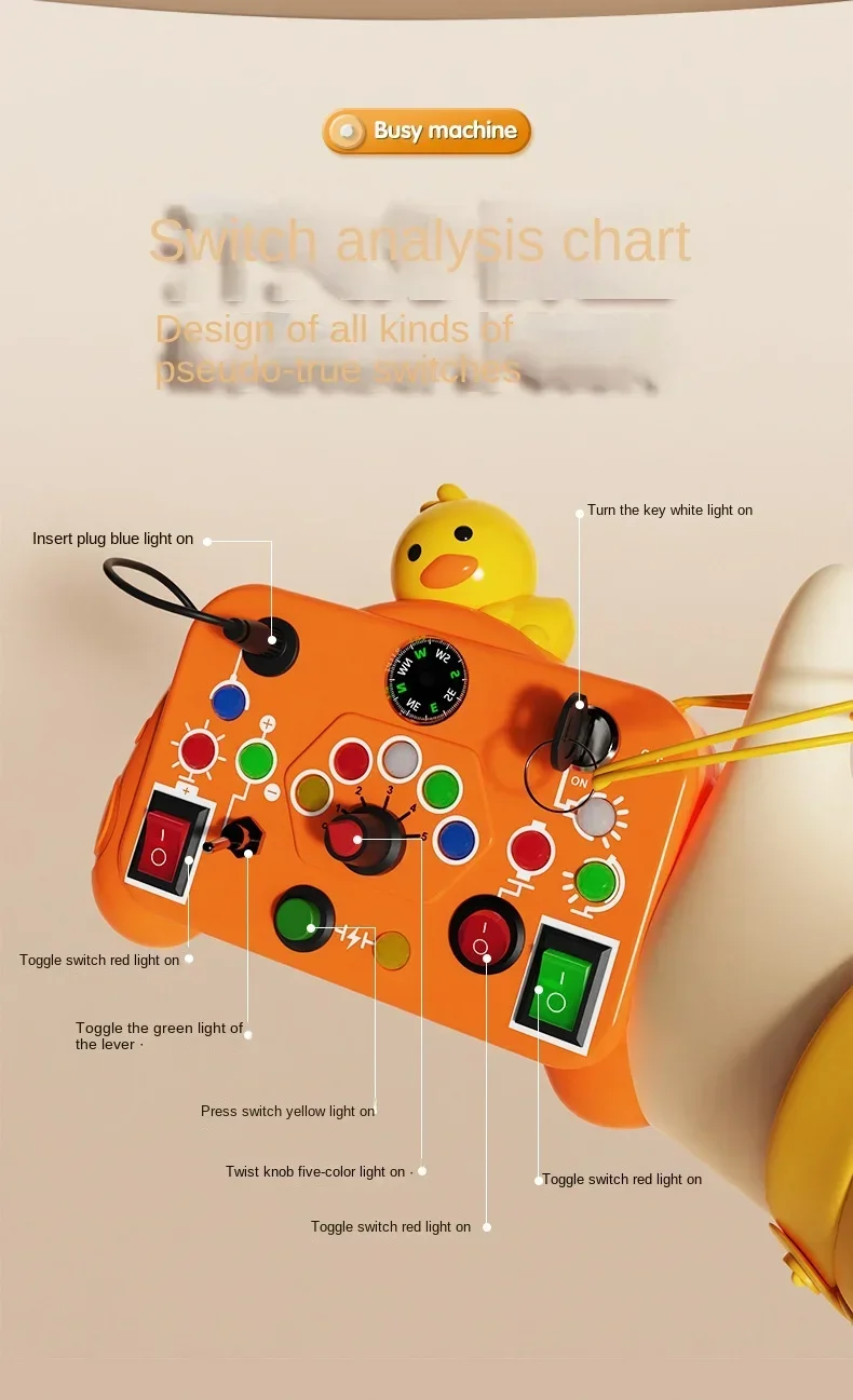 Montessori Busy Board With Led Light Sensory Educational Toy_voghion.com