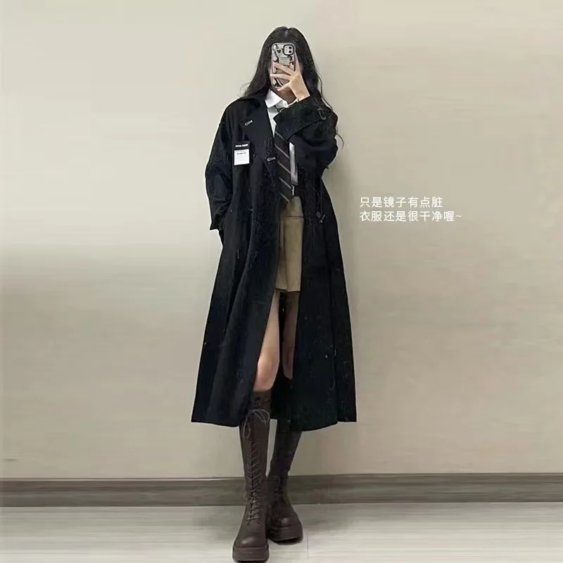 British Style Long Women's Trench Coat 2023 Autumn Korean Version Lapel Slim Waist Coat Elegant Temperament Winter Clothes Women