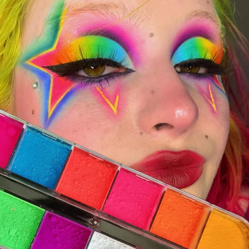 12 Colori Fluorescenti Eyeshadow Palette Makeup Glitter Neon Nail Dipping Powder Shimmer Nail Art Decoration Pigmento Di Polvere Acrilica