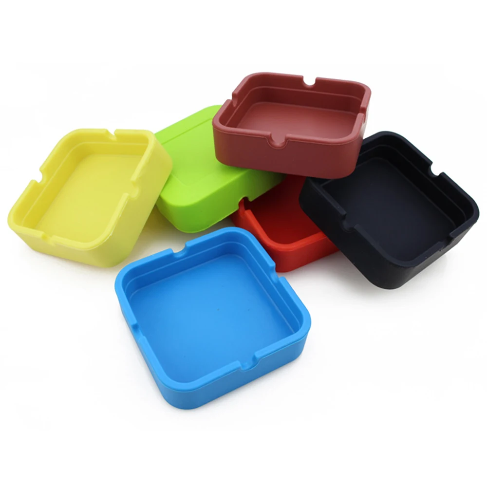 Silicone Ashtray Square Ash tray Washable Drop Resistance Cigar Men Soft Eco-Friendly Ashtray Home Decoration Silicone Ashtray Cigarettes Ashtray