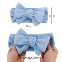 Solid Ribbed Cotton Baby Headband Big Bow Double Layers Knotted Headwraps Newborn Boys Girls Elastic Hair Bands Accessories 2