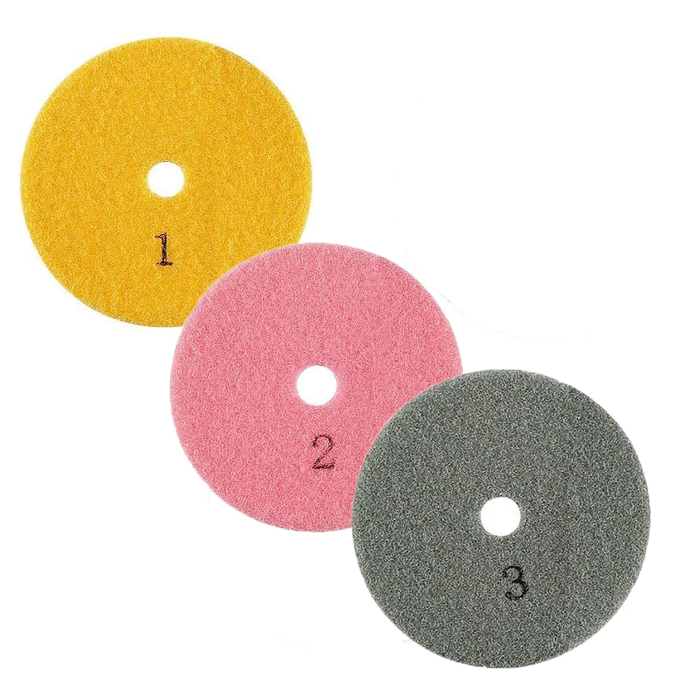 

Diamond Polishing Pad Wear-resistant 100mm Wet/Dry 3 STEP Set 3PCS 4 Inch Concrete Equipment Granite Marble Durable