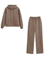 HH Women Casual Solid Hoodies Pants Sets Long Sleeve Pullover Sweatshirts Coat Drawstring Wide Leg Trousers Office Lady Suits - Image 3