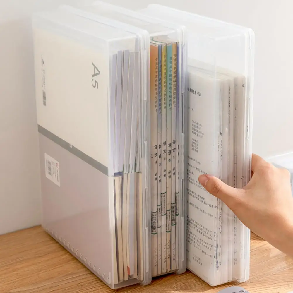 Storage Box File Folder S/M/L Transparent Classification File Box A4 Portable Folder Plastic Storage Box Portable Office School Teacher Student