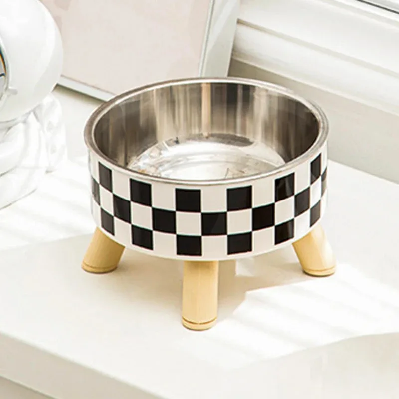 Pet Cat and Dog Bowl Pet cat and dog bowl polka-dot plaid stainless steel anti-slip easy to clean