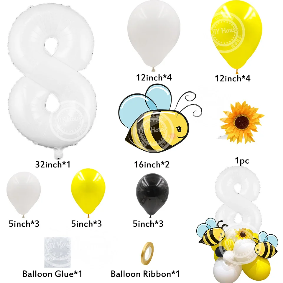 Bumble Bee Theme Balloon Decor DIY Kit (76 Pcs) – PartyDecor Mall