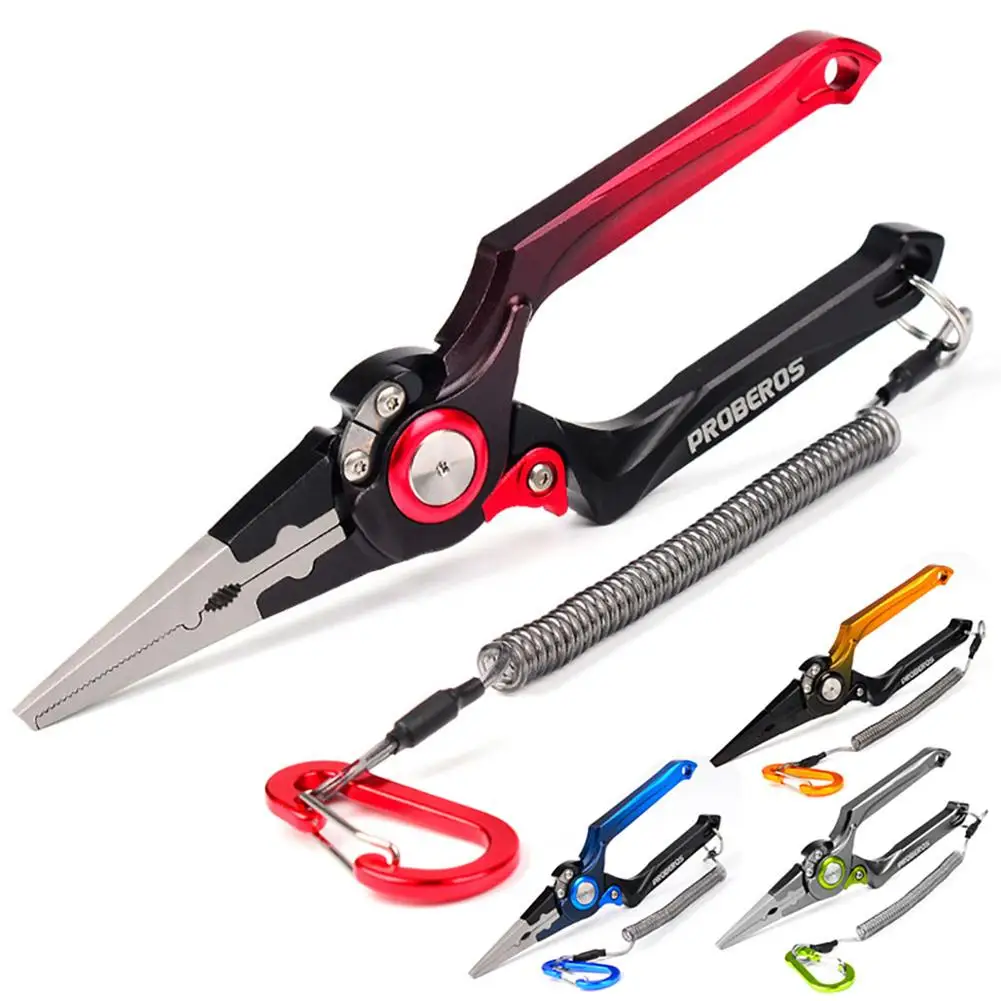 

Multifunctional Fishing Pliers Aluminum Alloy Portable Foldable Hook Remover Split Ring Plier Fishing Tools With Missing Rope