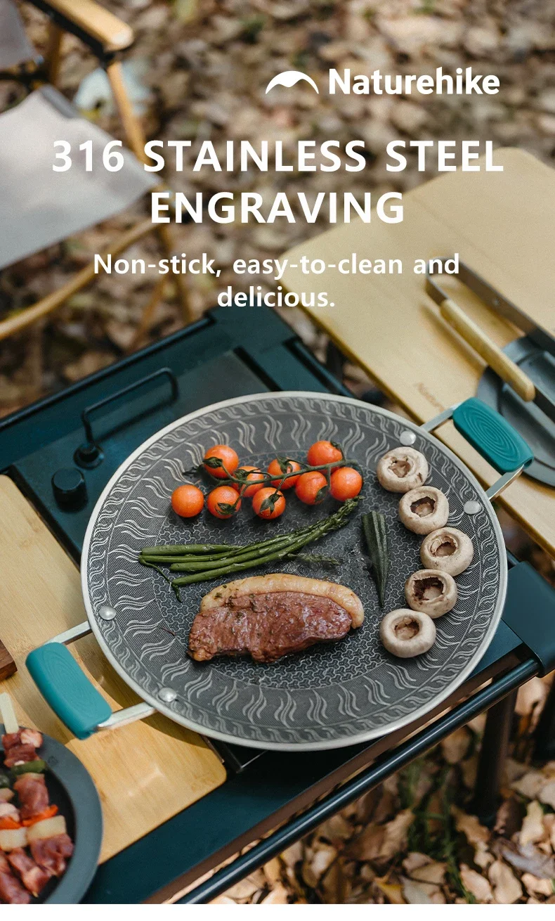 Naturehike BBQ Kochen Grill Pfanne Camping Picknick Antihaft Runde Bratpfanne Klapp Bratpfanne Outdoor Abendessen Grill Platte – Detail 1