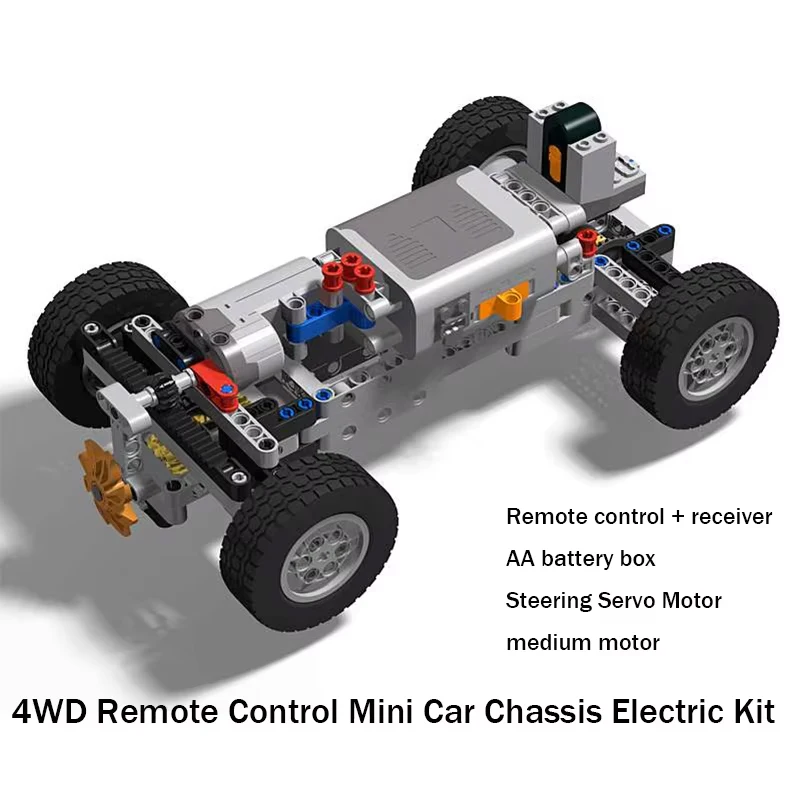 4WD Four-Wheel Drive Car Compatible With Major Electric Remote Car Model Engine Motor Moc Differential Gear Building Block Toy 6
